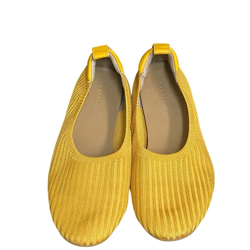 Everlane The Day Glove Flats in Re-Knit Woven Ballet Stretch Mustard Yellow 10